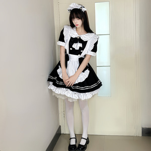 Tenue de demoiselle d'honneur Anime, robe noire et blanche pour femmes, Costume Lolita, taille adulte, taille unique - Product Image 2
