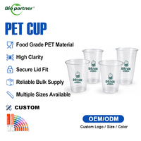 Vente en gros de gobelets en plastique PET transparent jetables de plusieurs tailles pour café glacé, milkshake, bubble tea, boba avec couvercles