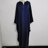 Robe longue de soirée ample à col en V et manches chauve-souris ornée de strass pour femme musulmane, grande taille