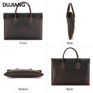 Gros <span class=keywords><strong>café</strong></span> couleur Crazy Horse cuir de vachette véritable mallette d'affaires <span class=keywords><strong>grand</strong></span> sac à main étanche pour ordinateur portable face souple pour hommes - Product Image 3