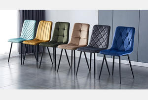 Juego de sillas de comedor modernas de lujo nórdico, muebles de restaurante de terciopelo, Cocina Para el hogar, <span class=keywords><strong>PC</strong></span>, Material metálico, salas de estar plegadas, comedor - Product Image 3