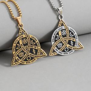Collar con Colgante de Nudo Triquetra Vikingo Vintage para Hombre, Acero Inoxidable, Amuleto Nórdico Celta, Accesorio de Joyería, Habla con <span class=keywords><strong>Amor</strong></span> - Product Image 2