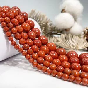 Perles en vrac naturelles lisses de pierres précieuses de jaspe rouge non teintes perles de pierre rouge pour la fabrication de bijoux perles 4-12mm