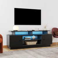 Support TV moderne de 70 "pour TV jusqu'à 80" avec lumière LED et étagères réglables Table console Centre de divertissement Meuble TV
