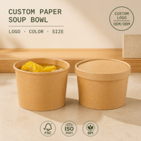 Recyclable jetable 8 12 16 26 32 oz emballage en papier tasse bol de nouilles bol avec couvercle, à emporter tasse papier soupe conteneurs avec couvercle