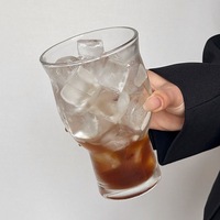 HIXIN Mug à café et à boissons rétro en verre, grande capacité, à large ouverture, classique, durable, à motif uni, avec bouchon à paille, pour usage domestique et fêtes, pour boissons glacées