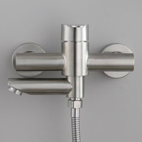 Haier – Nouvelle Arrivée de Qualité Supérieure, Robinet Mural Carré 3 Fonctions en Laiton Brossé et Acier Inoxydable Noir/Doré/Nickel, Jet Doux