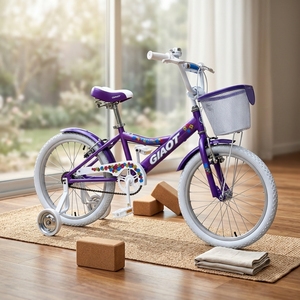 จักรยานเด็กผู้หญิงลายดอกไม้ พร้อมตะกร้าหน้า ล้อช่วยฝึกหัด โรงงานผลิตโดยตรง รับผลิตตามแบบ OEM Huaduo Huaduo - Product Image 1