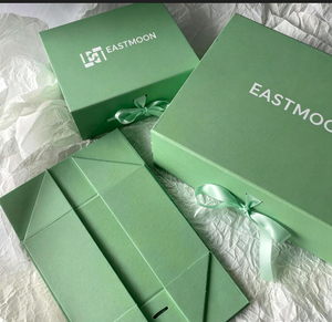 Custom Green Magnetic Folding Gift <b>Boxes</b> with Ribbon Bow - Luxury Collapsible <b>Boxes</b> for Skincare & Beauty Products - Product Image 3