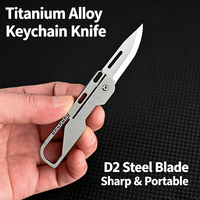 D2 Çelik Keskin Bıçaklı Titanyum Alaşımlı Anahtarlık Katlanır Cep Bıçağı Retro Oymalı Desenli Mini EDC Kesici, Paket Açma İçin