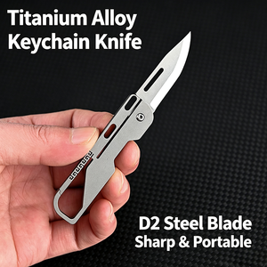 Couteau de poche pliant en acier D2 à lame tranchante, alliage de titane, motif sculpté rétro, mini-couteau EDC pour déballer les colis - Product Image 5