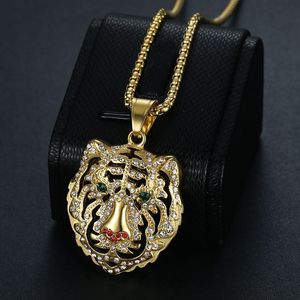 Collar con colgante de cabeza de tigre yunnique, acero inoxidable, chapado en oro, diamantes de imitación, joyería de moda para hombre, regalo - Product Image 3