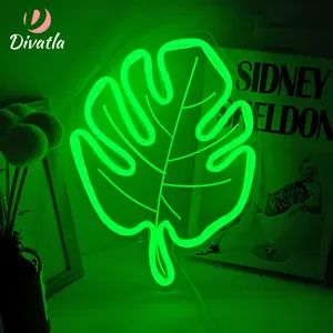 DIVATLA Customization Glans Dorsal Leaf Fashion&Trend Green plants Garden Decoration Waterproof Acrylic Led Light Neon Sign