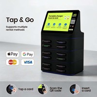 Borne de recharge publicitaire 8 écrans 10,1 pouces avec batterie externe 8000 mAh à charge rapide Type-C pour location et utilisation multi-appareils