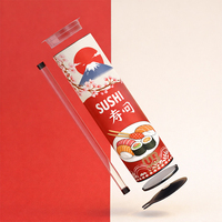 Nouvel emballage personnalisé écologique pour plats à emporter, en aluminium et en papier, pour sushis, tube à pousser, cylindre tubulaire, boîte de conteneur avec bâtonnet à sauce