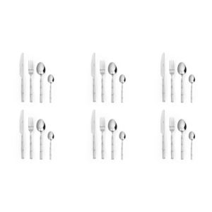 Set di Posate Excelsa Bambu in Acciaio Inossidabile, 24 Pezzi, Finitura Argento, Lavabile in Lavastoviglie - Product Image 6