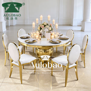 Mesa de Comedor Redonda Moderna de Lujo con Base de Acero Inoxidable Negro para Recepciones, Bodas, Hogar y Apartamentos - Product Image 6