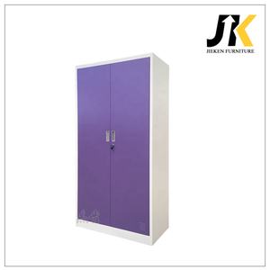 خزائن فولاذية بقفل وبابين لتخزين ملابس الموظفين، خزانة ملابس معدنية لغرفة النوم مع قضبان تعليق وخزائن صغيرة بقفل - Product Image 3