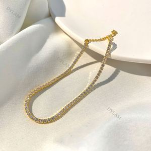 Bracelet tennis classique Dylam plaqué or 18 carats avec zircone cubique de 3 mm, bracelets en or pour femmes, plaqué or platine, argent sterling - Product Image 2