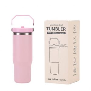 Wholesale Customized Good Quality 20oz 30oz Flip Straw Double Wall <b>Insulated</b> Stainless Steel Tumbler with Handle - Product Image 1