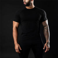 T-shirt de sport pour homme en coton et élasthanne, séchage rapide, coupe athlétique, pour entraînement, modèle uni, vente en gros