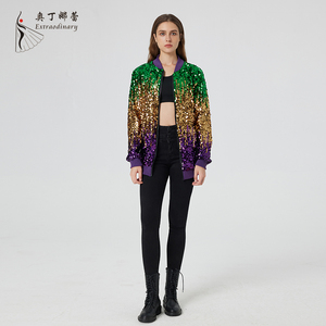 Fashion Women Coat <strong>Glitter</strong> Reversible Mardi Gras Outfit Sequin <strong>Jacket</strong> - Product Image 5