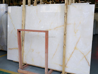 Dalle de marbre onyx blanc moderne de luxe avec garantie d'un an - Plan de travail rétroéclairé transparent et panneau de table à manger