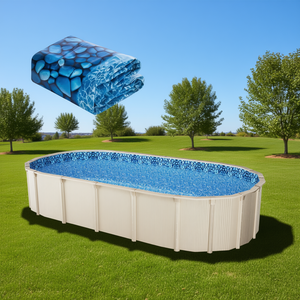 แผ่นรองสระว่ายน้ำรูปวงรี ขนาด 15x30 ฟุต ความสูงผนัง 54 นิ้ว ผลิตจากไวนิลทนทาน สำหรับสระว่ายน้ำแบบตั้งพื้น - Product Image 2