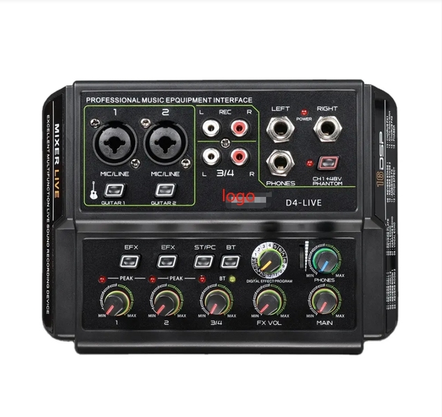 Professional 4 Channel Audio Interface Multifunction Professional Studio Sound Card Mixer