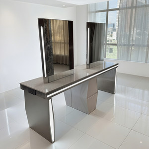 Miroir de maquillage LED en acier inoxydable, miroir de coiffeuse de salon, miroir à quatre faces, mobilier de studio de beauté commercial - Product Image 5