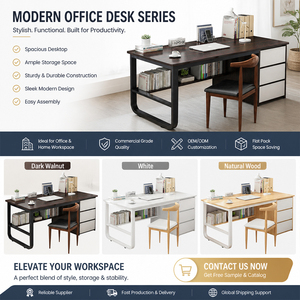 Mobilier en forme de L cadre en métal bois bureau Table maison grand coin Studio ordinateur bureau meubles - Product Image 6