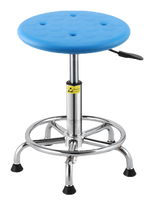 Tabouret de laboratoire antistatique fiable à hauteur réglable, avec pieds en caoutchouc PU conducteur bleu, pour inspection hospitalière et mobilier de salle blanche