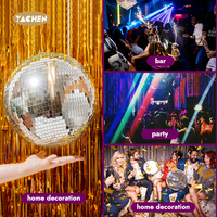 YACHEN Boule disco rotative portable en verre avec lumière LED, durable, 12/20 cm, pour anniversaires, mariages, fêtes du Nouvel An, discothèques