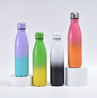 Botella de Agua Deportiva de Aluminio de Lujo, Delgada, de 500 ml, con Logotipo Personalizado y Tapa de Rosca para Viajes