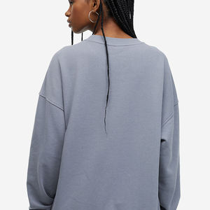 Haute qualité blanc chiné gris goutte épaule coton polaire lourd Logo personnalisé pull surdimensionné sweat pour les femmes - Product Image 4