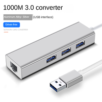 Carte Réseau USB Sans Pilote, Hub Répartiteur de Port USB 3.0, Câble RJ45 1000M, Boîtier en Aluminium, Convertisseur Réseau Type C pour Ordinateurs Portables et Téléphones