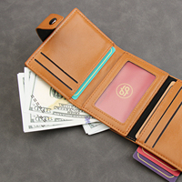 Portefeuille professionnel à accès rapide pour cartes, en cuir véritable huilé, avec éjecteur de cartes de crédit, fabrication usine