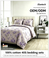 Ensemble de draps 100% coton, housse de couette imprimée avec drap assorti, ensemble de literie élégant en coton imprimé