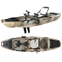 NEOKUDO Kayak à pédales Roto-moule Kayak de pêche Bateau à rames Siège en aluminium pour une personne Kayak à pédales de 10 pieds avec pagaie 2 pièces