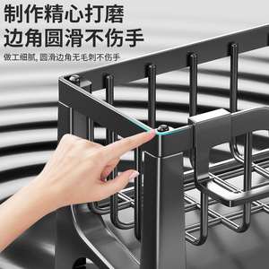 ชั้นวางของในครัวอเนกประสงค์ทรงสี่เหลี่ยมขนาด L สำหรับแขวนบนเคาน์เตอร์ ที่เก็บฟองน้ำในอ่างล้างจาน - Product Image 5