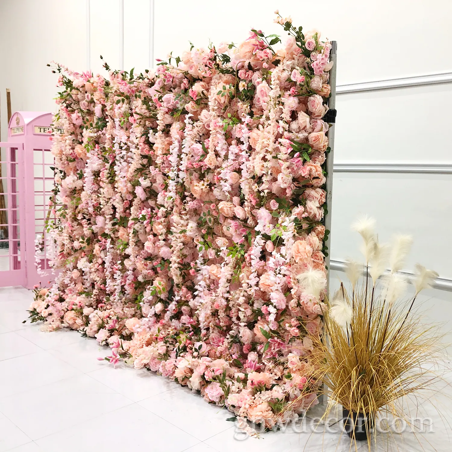 GNW Offre Spéciale Orchidée de fond artificielle personnalisée Vente en gros Toile de fond de mariage artificielle Panneau mural de fleurs Décoration artistique