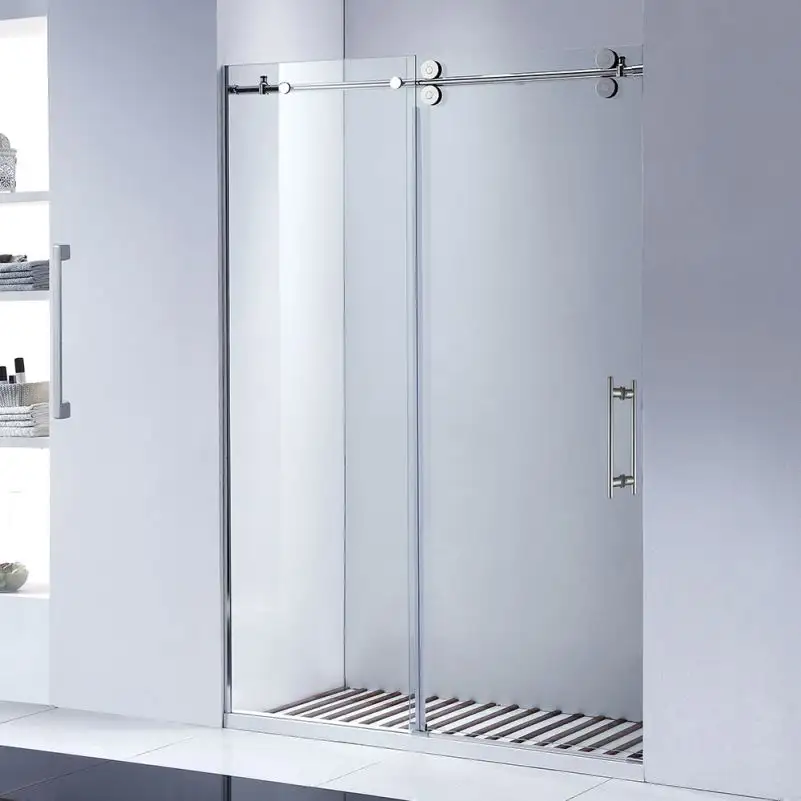 Porte de douche à quatre roulettes, sans cadre, en verre Nano, simple, pliable, sortie d'usine, nouveau