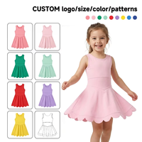 Robe d'été pour filles en tissu yoga, sans manches, avec short intégré, ourlet en dentelle ondulée, tenue de jeu quotidienne, taille personnalisée