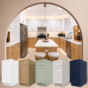 Meubles de cuisine en gros pour immeubles multi-appartements |   Armoire de style américain pour cuisine |   Armoires de cuisine en chêne blanc massif - Product Image 1