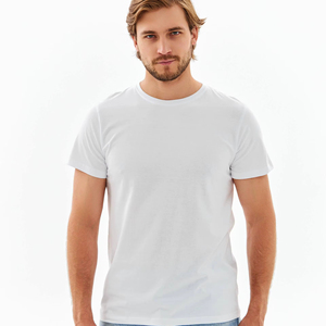 T-shirt col rond en jersey 100 % coton pour homme, personnalisable avec logo, léger, respirant, décontracté, uniforme vierge - Product Image 1