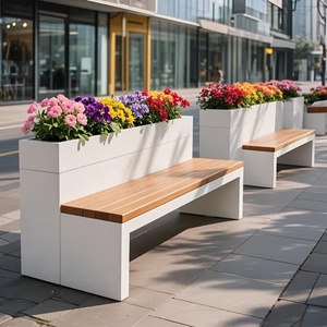 Bancs publics de rue commerciale et pots de fleurs, vous pouvez vous reposer lorsque vous êtes fatigué et apprécier les fleurs lorsque vous levez les yeux - Product Image 1