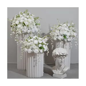 E- 1st 생일 파티 장식 인공 릴리 오브 밸리 꽃 공 흰색 꽃 이벤트 웨딩 센터피스 테이블 장식
