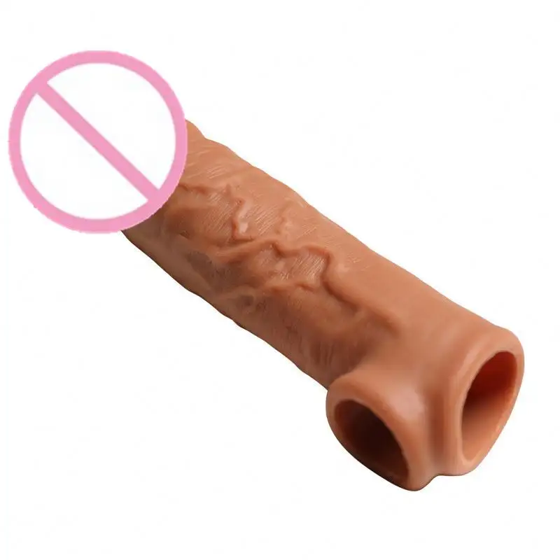 สมจริงDildoยางอวัยวะเพศชายถุงยางอนามัยชายDildoขยายยาวของเล่นเพศCock-Sleeve