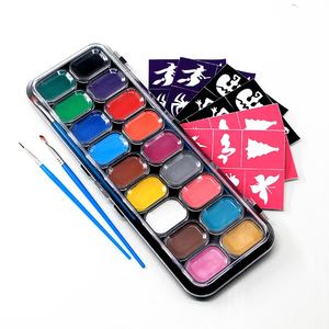 Ensemble de Palette de <span class=keywords><strong>maquillage</strong></span> professionnel pour <span class=keywords><strong>Halloween</strong></span> Peintures corporelles 18 couleurs arc-en-ciel sans danger pour la peau avec pochoirs Brosses Éponges à paillettes Utilisation pour le visage - Product Image 2