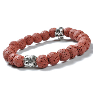 F116 Colorful <strong>Heaven</strong> <strong>and</strong> <strong>Hell</strong> Buddha Head Skull Design lava Rock Customised Bracelet - Product Image 2